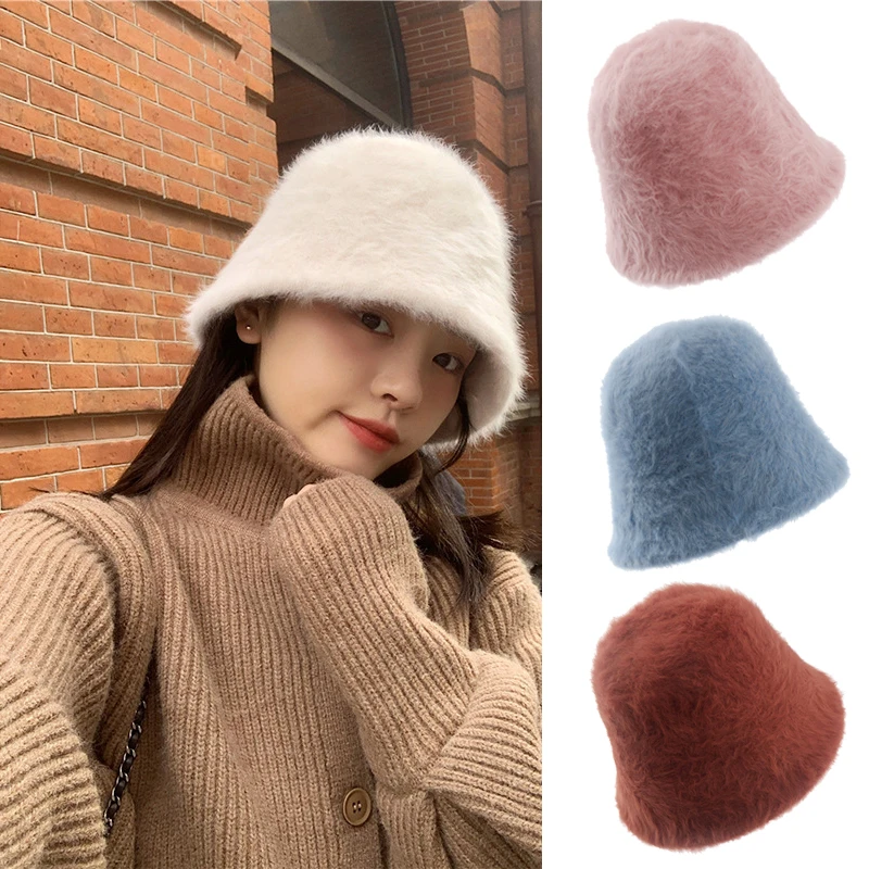 

Women's Autumn and Winter Bucket Fashion Solid Color Hat Women's Warm And Cold Warm Plush Hat Clothing Accessories