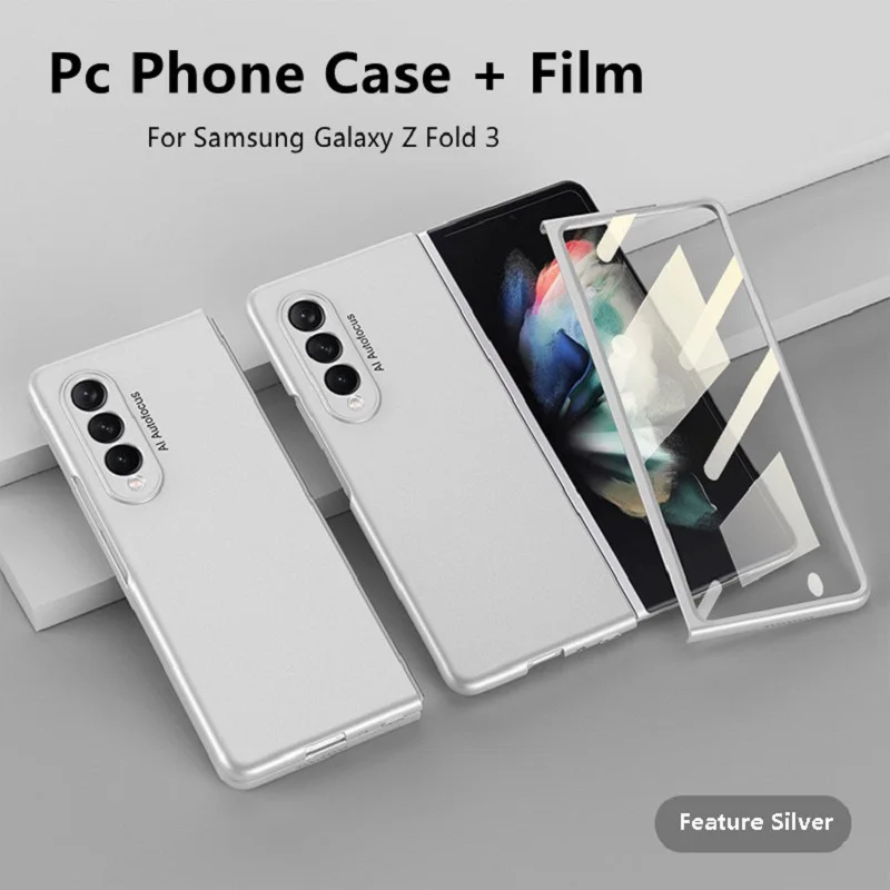 

Матовый Жесткий чехол из поликарбоната для Samsung Galaxy Z Fold 3 5G, чехол для телефона с закаленным стеклом, защитная пленка, подходящие Чехлы для ...