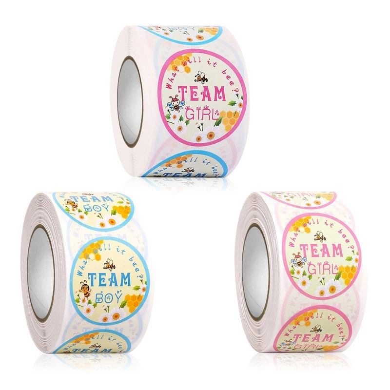 

500-Count Bee Theme Gender Reveal Stickers for Baby Shower Party Invitations & Voting Games Team Boy and Team Girl Label