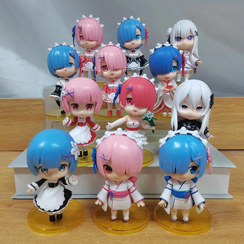Аниме Re:zero Ram Rem Emilia Q версия кукла ПВХ Модель Фигурки игрушки 6 шт./компл. 8 - купить