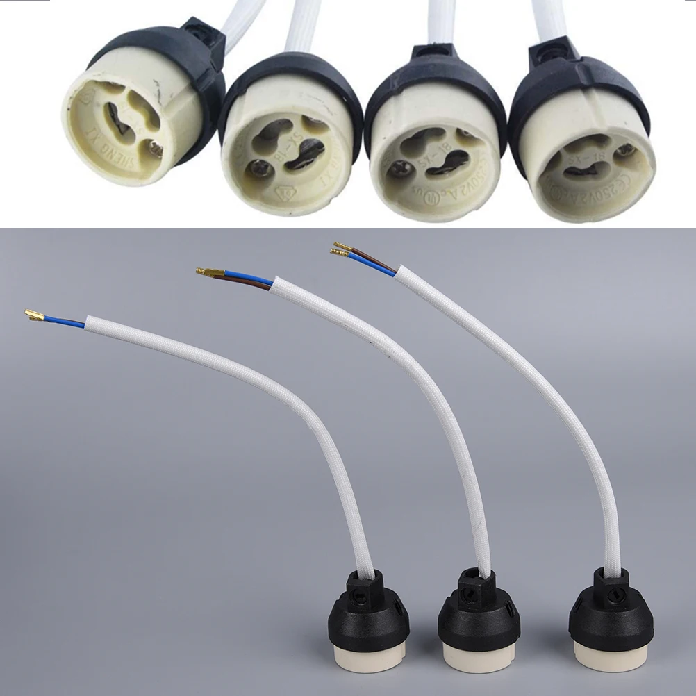 

Ceramic GU10 Base Socket Adapter Wire Connector Porcelain Halogen GU10 Lamp Holder LampHolder for LED Spot Light Bulb