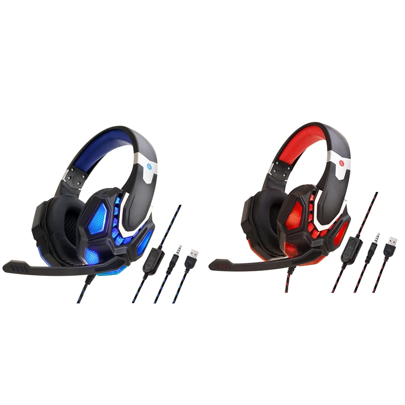 

Gaming Headset Sound Stereo LED Wired Headphones With Microphone Laptop Phone PC Volume Control For PS4 One