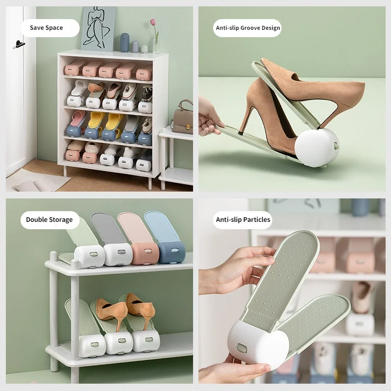 Double-layer Storage Shoe Rack Space-saving Shoe Orangizerheight-adjustable Shoe Storage and Slippers Shoe Orangizer Box