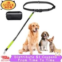 dog leash with dog traction rope free hands waist bag pull dog running retractable elastic belt reflective harnesses dog supplie