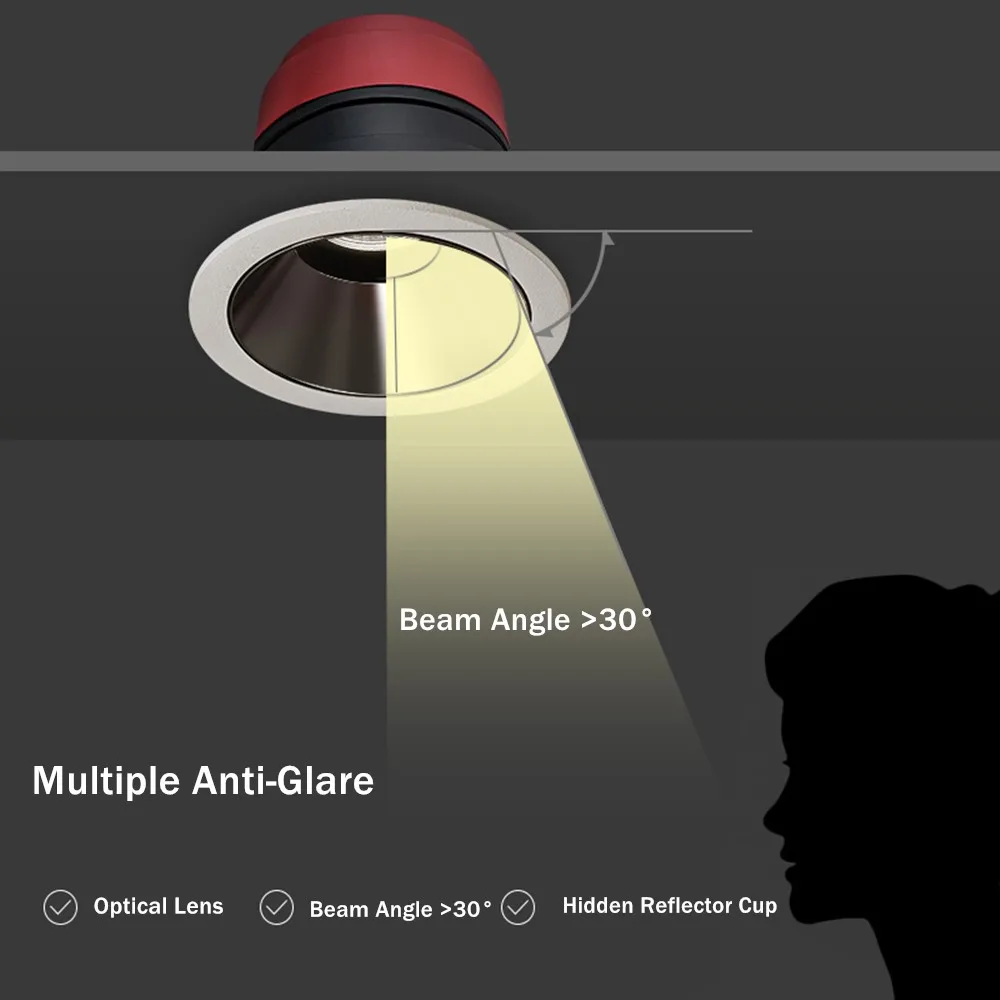 Глубокий антибликовый встраиваемый точечный светильник 220 В 110 Светодиодный 15 Вт