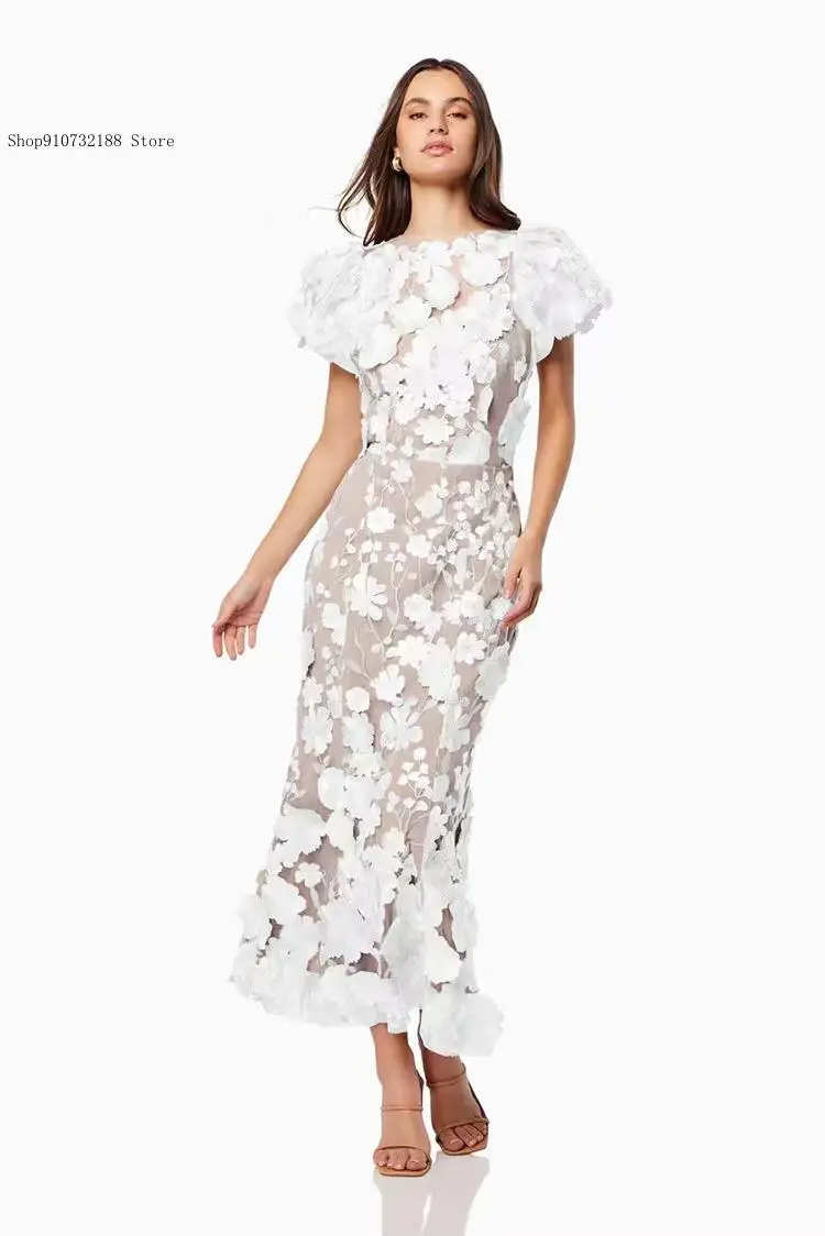 Платье в европейском и американском стиле с цветочной вышивкой