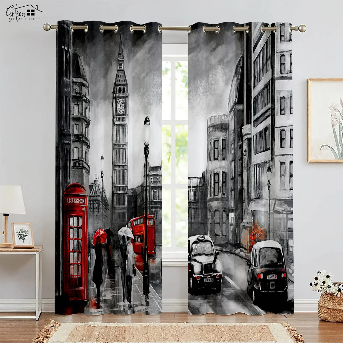 2 шт. декоративные шторы с 3D-принтом в виде городского здания
