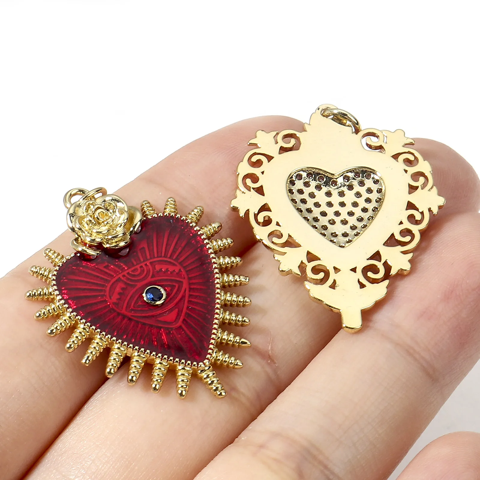 1 шт. винтажные медные Подвески золотого цвета в форме сердца Креста кулона из