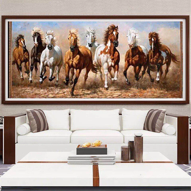 

Large White Running Horses Canvas Painting Oversized Modern Animal Poster and Print Wall Art Picture for Living Room Home Decor