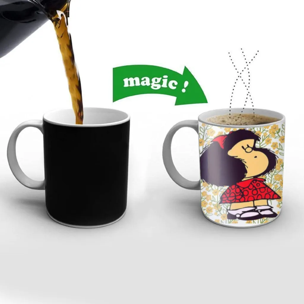 Mafalda Бесплатная доставка волшебная меняющая цвет керамическая кофейная кружка