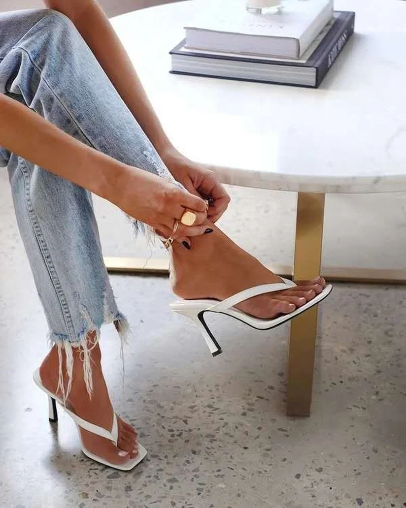 

2022 Summer Women Slipper Thin High Heels Fashion Ladies Sandals Casual Outdoor Zapatillas Mujer Casa Sapato Feminino Open 36-42