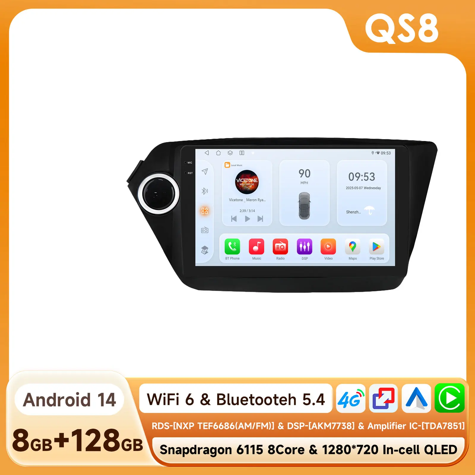 Hizpo Android CarPlay автомобильный радиоприемник для Kia RIO 3 K2 2011-2015 мультимедийный плеер 2din головное устройство GPS-навигация RDS 4G WiFi стерео