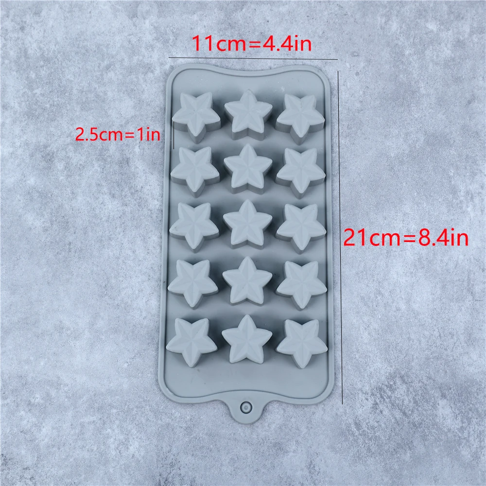 

15 шт., силиконовая форма для шоколада с пятиконечной звездой, креативная форма для желе, рождественских конфет, сделай сам, форма для льда, форма для выпечки