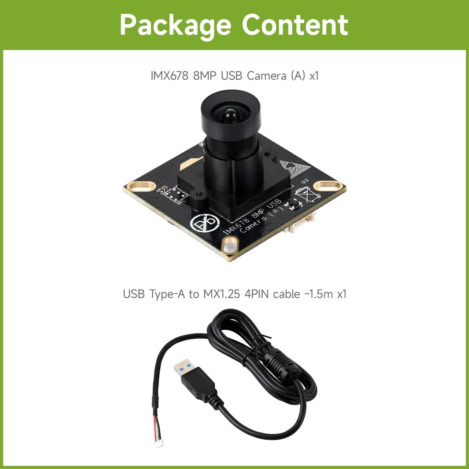 Модуль USB-камеры Waveshare IMX678 8MP M12, сенсорный чип IMX678, порт USB2.0, лучшая чувствительность в состоянии низкого освещения (art.: 3920d3048db36) - 3920d3048db36