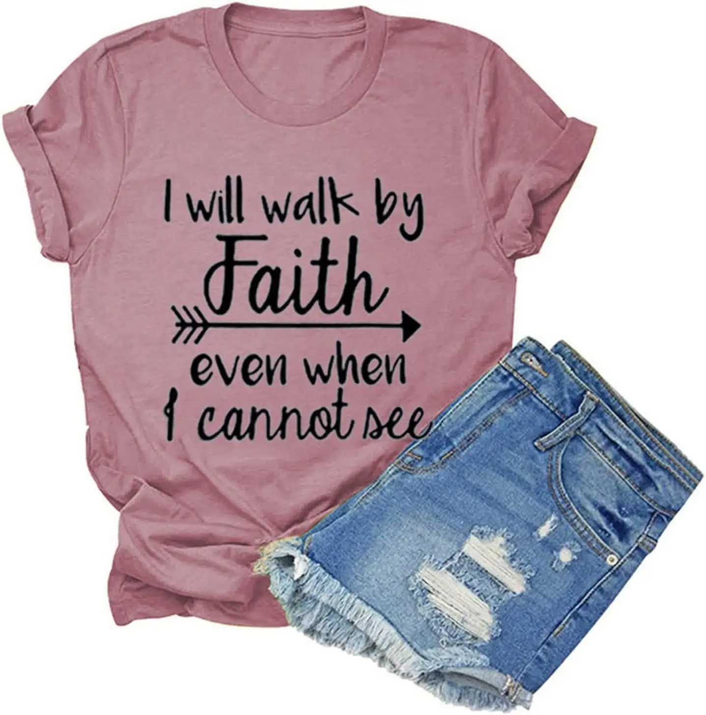 Женская футболка с надписью I Will Walk by Faith