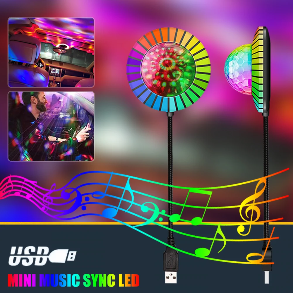 

Fashionable Car Atmosphere Light Sound Activated DJ Light RGB Smart APP Control Mini USB LED Music Rhythm Party Night Lights