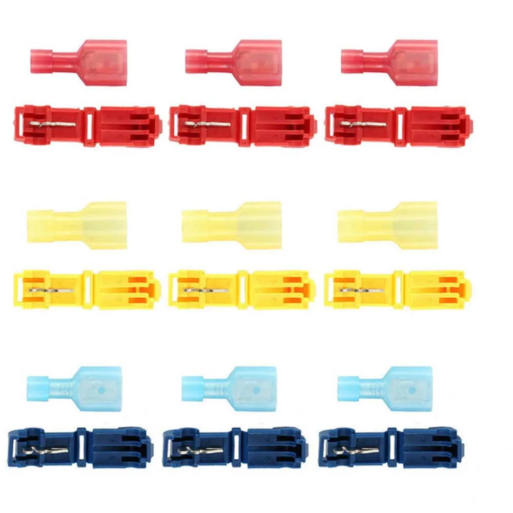 

T Tap Quick Splice Wire Connector kit Wire Joint Copper + Nylon Motorcycle + Female Spade Connector 60 Pcs AWG
