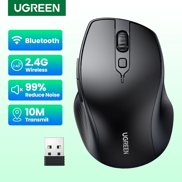 UGREEN Wireless Mouse Bluetooth 5.0 Ergonomic 4000 DPI 6 Mute Buttons For MacBook Computer Tablet Laptop PC 2.4G Wireless Mice 1