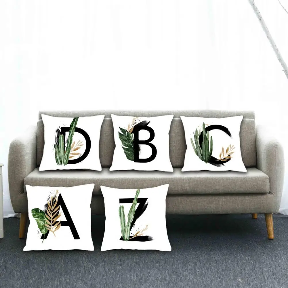 

Fashion Pillow Polyester Tropical Plant Letter Print Cushion Cover pillow cases home decor letter pillow case pillow cases