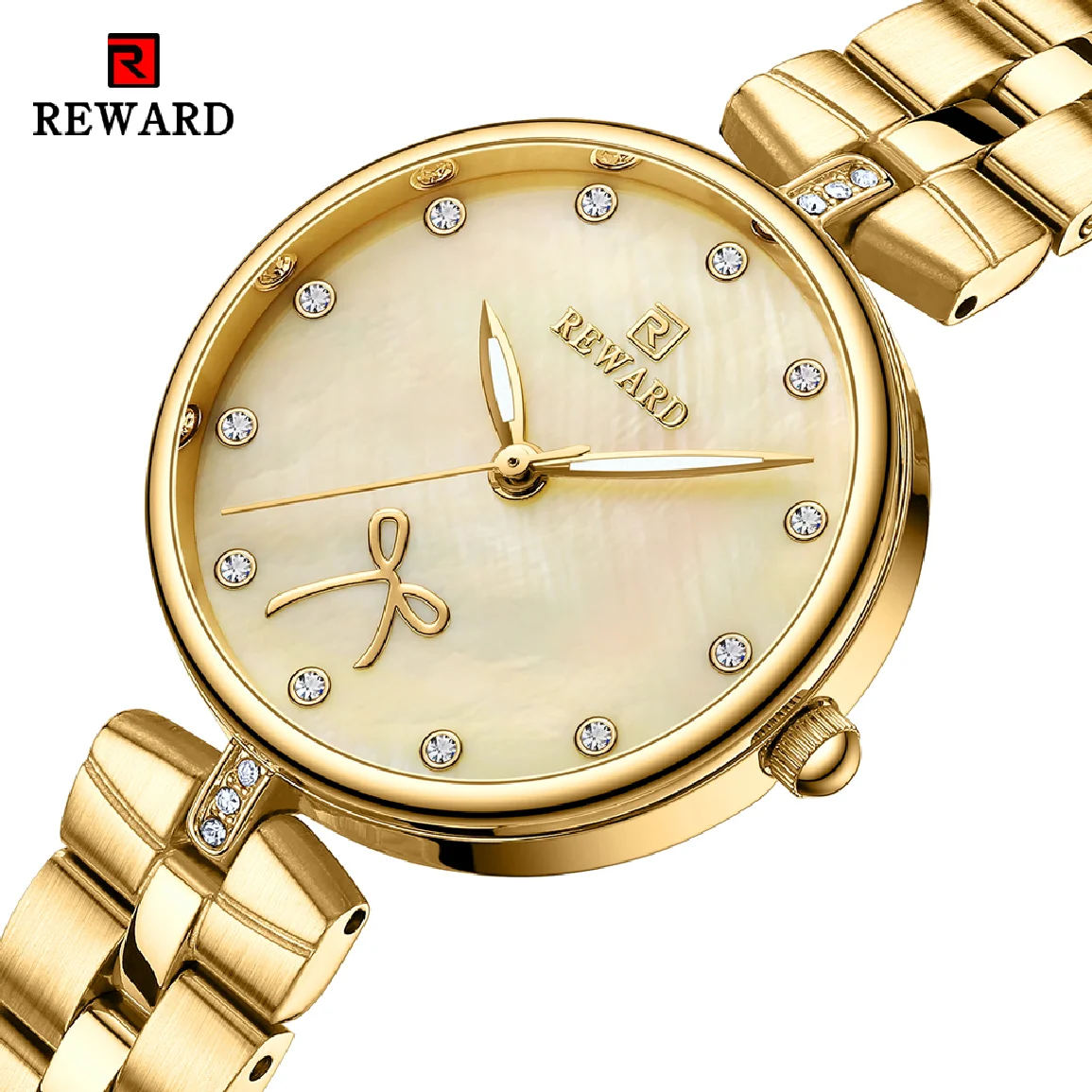 

REWARD Fashion Luxury Women Watches Golden Stainless Steel Ladies Quartz Watch Waterproof Luminous Date Lady Dress Wristwatch
