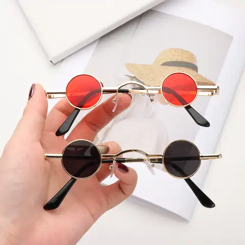 Солнцезащитные очки в винтажном стиле для мужчин и женщин, классические маленькие круглые солнечные очки в металлической оправе, с широкой ...