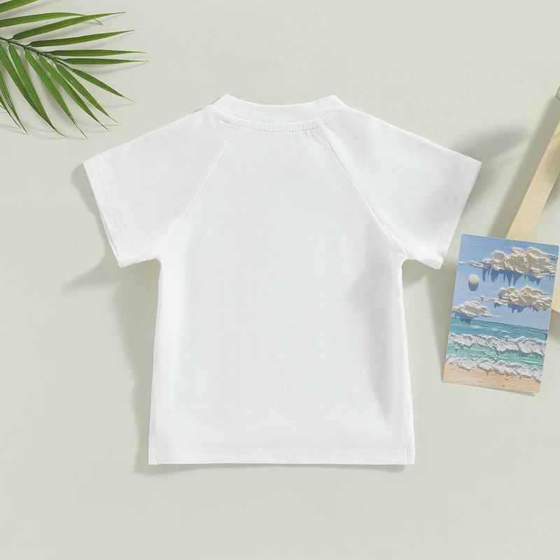 Летние повседневные топы для маленьких девочек и мальчиков однотонная свободная