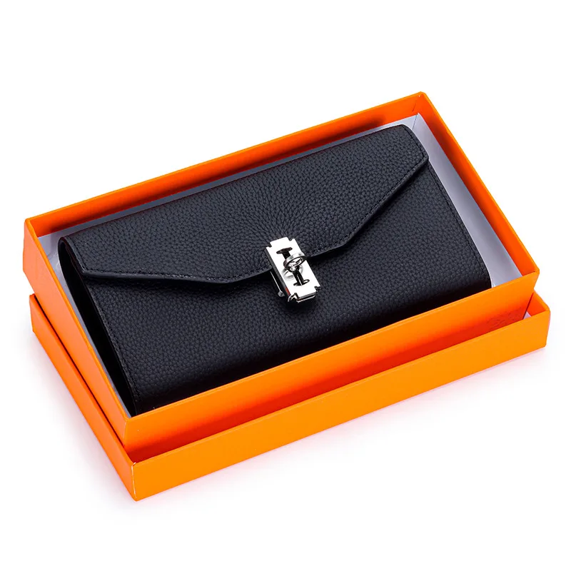 Genuine Leather New Women Wallets Luxury Design Multiple Card Slots Card Holder Long Clutch Solid Female Purse Carteras Cuzdan