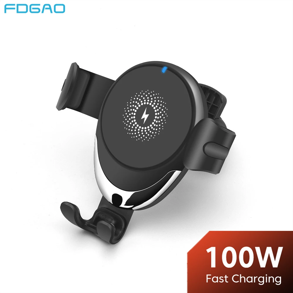 

100 Вт беспроводное автомобильное зарядное устройство для iPhone 14 13 12 11 XS X XR 8 Samsung S23 S22 S21 гравитационное крепление на вентиляционное отверстие ...