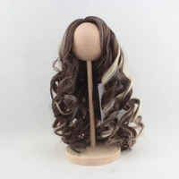 fashion gradient black gold brown long curly hair doll wigs for 18 american dolls diy handmade doll wigs