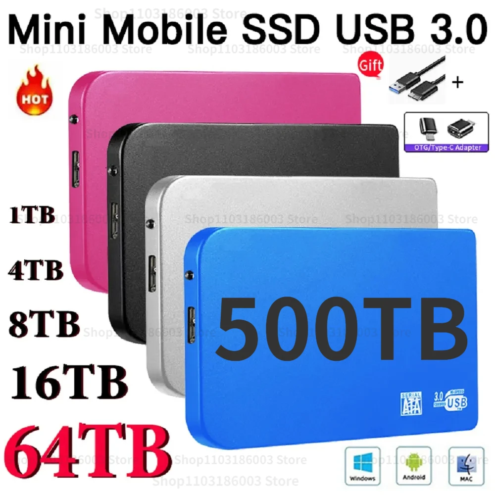 

New 256TB External hard drive 2TB USB 3.1 Mini portable ssd Type-C External Solid State Drive ssd hard disk for Laptop Mac PC