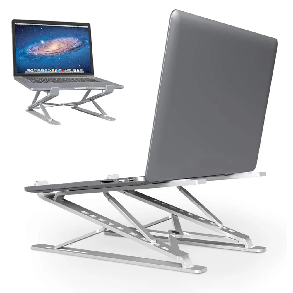 

Складная подставка для ноутбука, алюминиевая портативная опора для Macbook Pro, регулируемый держатель для ноутбука, подставка для планшета, кро...