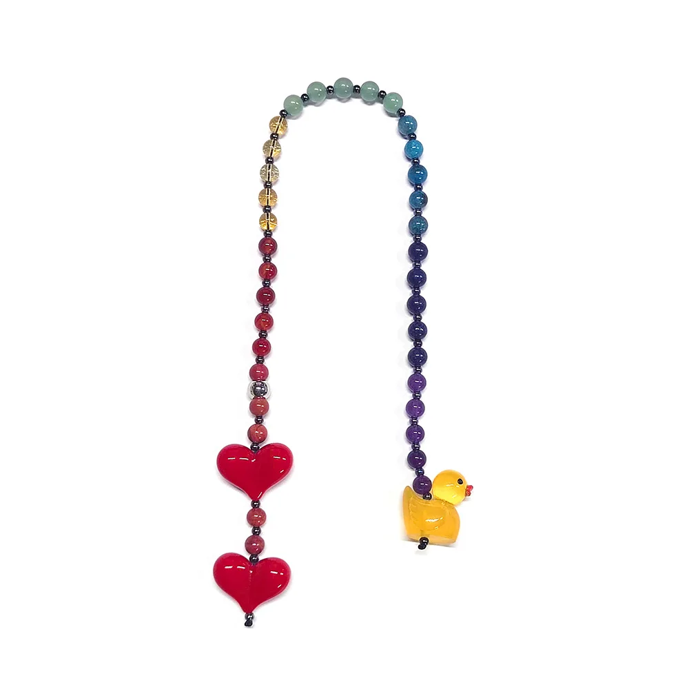 HERLOOK Big Love Heart Сумка Подвески Натуральный Камень Бусины Цепочка Подвеска для