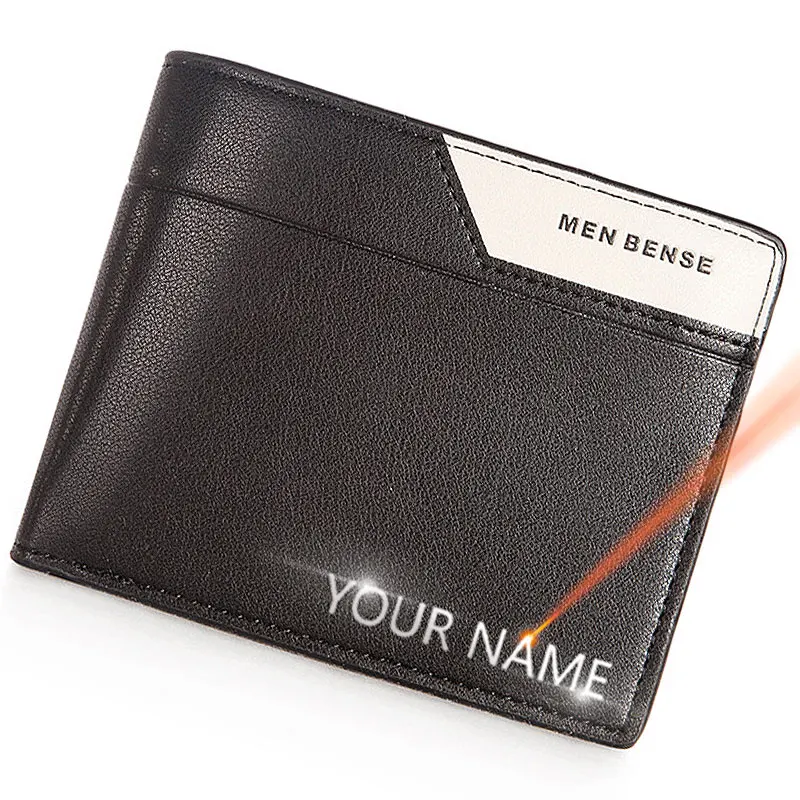 2023 Short Men Wallets Free Name Customized Card Holder Slim Male Purses High Quality Photo Holder Small Luxury Men's Wallet