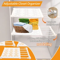 NEW Adjustable Closet Organizer Kitchen Storage Shelves Space Saving Wardrobe Wall Mounted Rack Home Appliance Cabinet Holder1pc