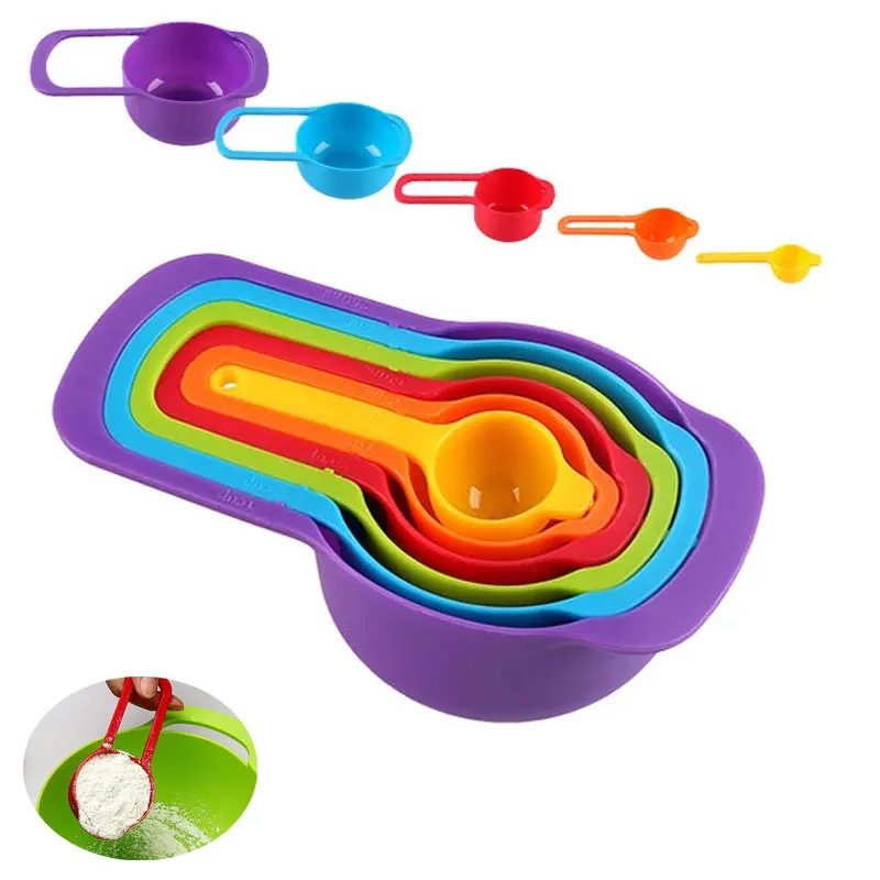 

Measuring Tools 6pcs/set Multifunction Stackable Combination Plastic Measuring Cup Kitchen Baking Cooking Measuring Spoon Set