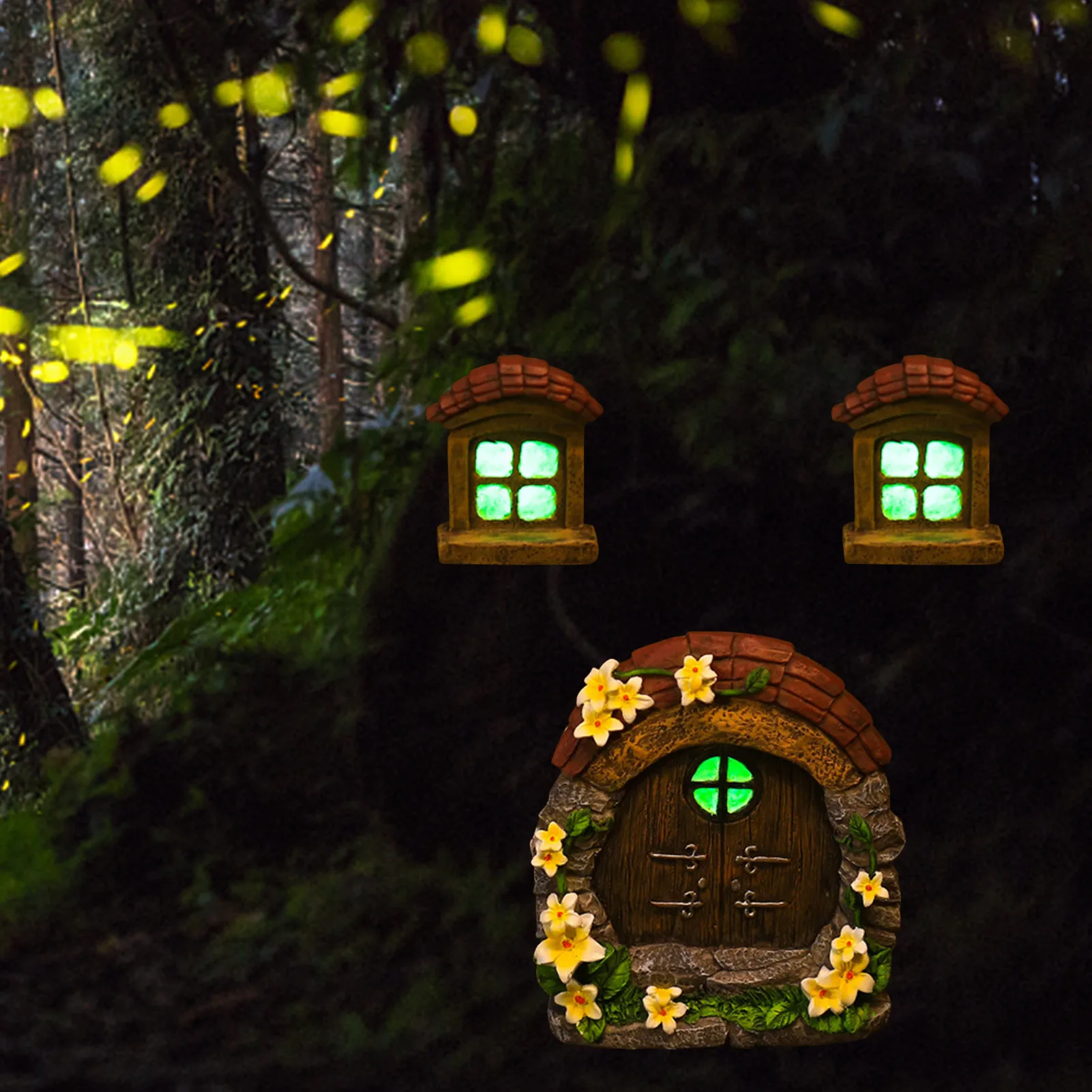 

3 шт./компл. сказочные двери и окна для деревьев, блеск в темноте для детской комнаты