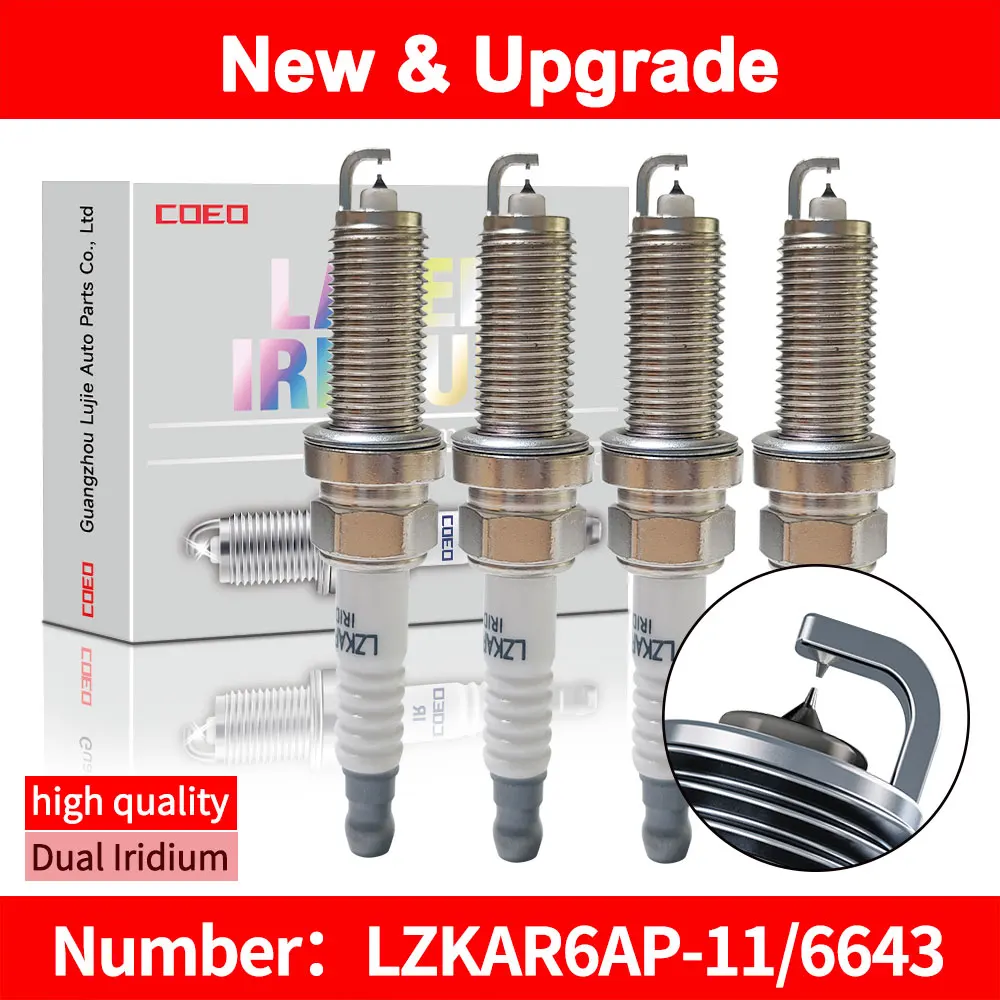 Фото 6643 LZKAR6AP-11 Двойная иридиевая свеча зажигания для NISSAN TIIDA X-TRAIL SUNNY QASHQAI LIVINA HR16DE MR20DE HR15DE MR18DE MR20 №1