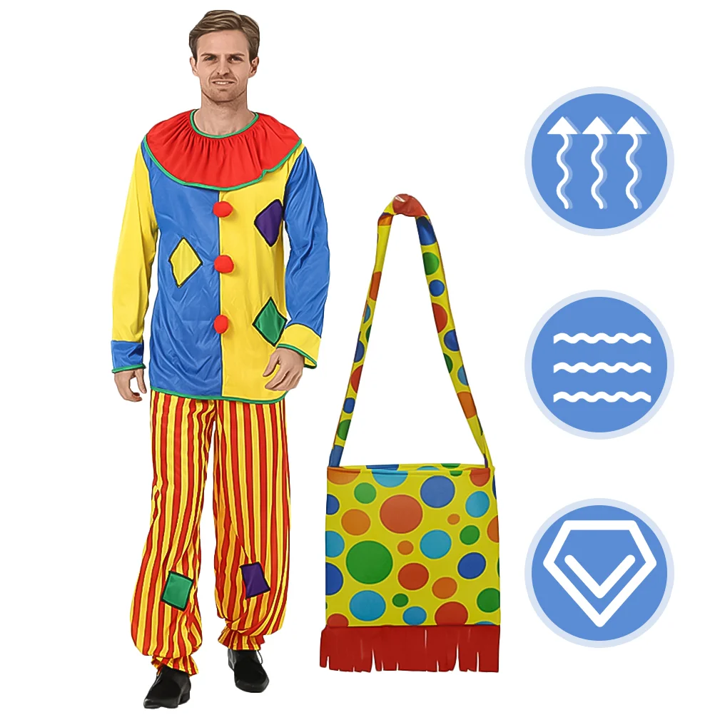 

1 Set Hallowen Adult Costume Halloween Cosplay Party Dress Up Christmas Clown Clothes Suit Performance Costume (Clown Costume