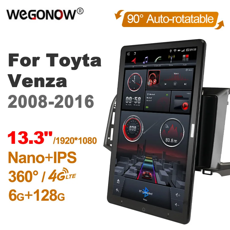 

1920*1080 Nano Ownice Android 10,0 для Toyota Venza 2008-2016 автомобильное радио Видео Аудио 13,3 дюймов IPS поворотный 360 6G 128G Тесла стиль