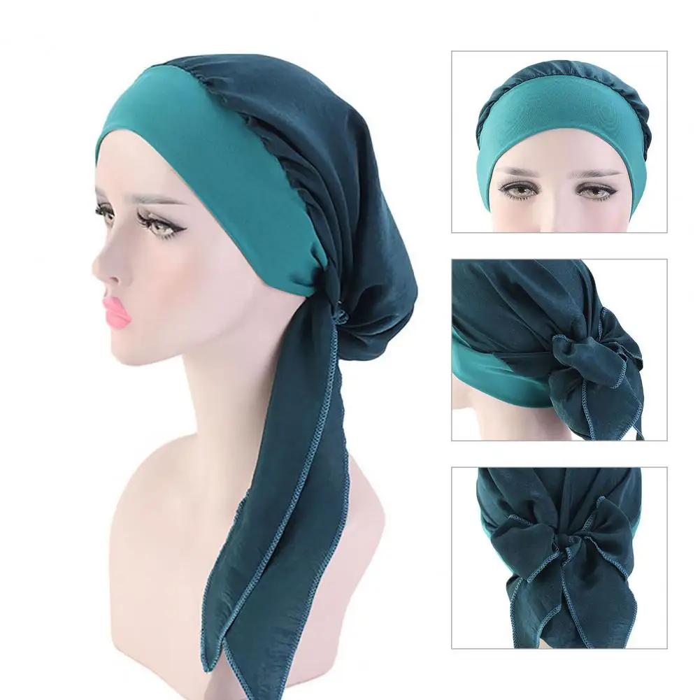 

Стильная шапка-шарф гладкая приятная для кожи эластичная шапка головной убор традиционная Повязка На Шнуровке Для Сна
