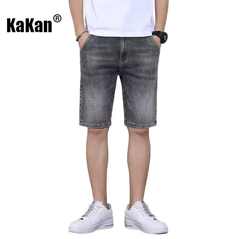 Kakan - New Summer Stretch Denim Shorts for Men, Trendy and Versatile Embroidered Capris, Summer Thin Denim K58-8011
