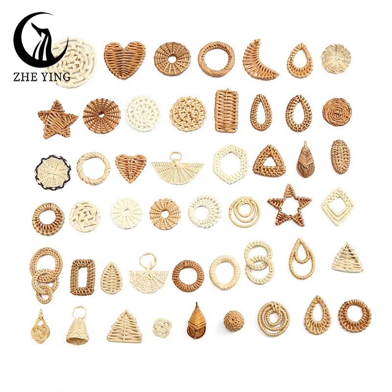 

29 Style Handmade Rattan Wood Straw Weave Charms Fashion New Bohemia Irregular Drop Earrings Necklace DIY Accessories