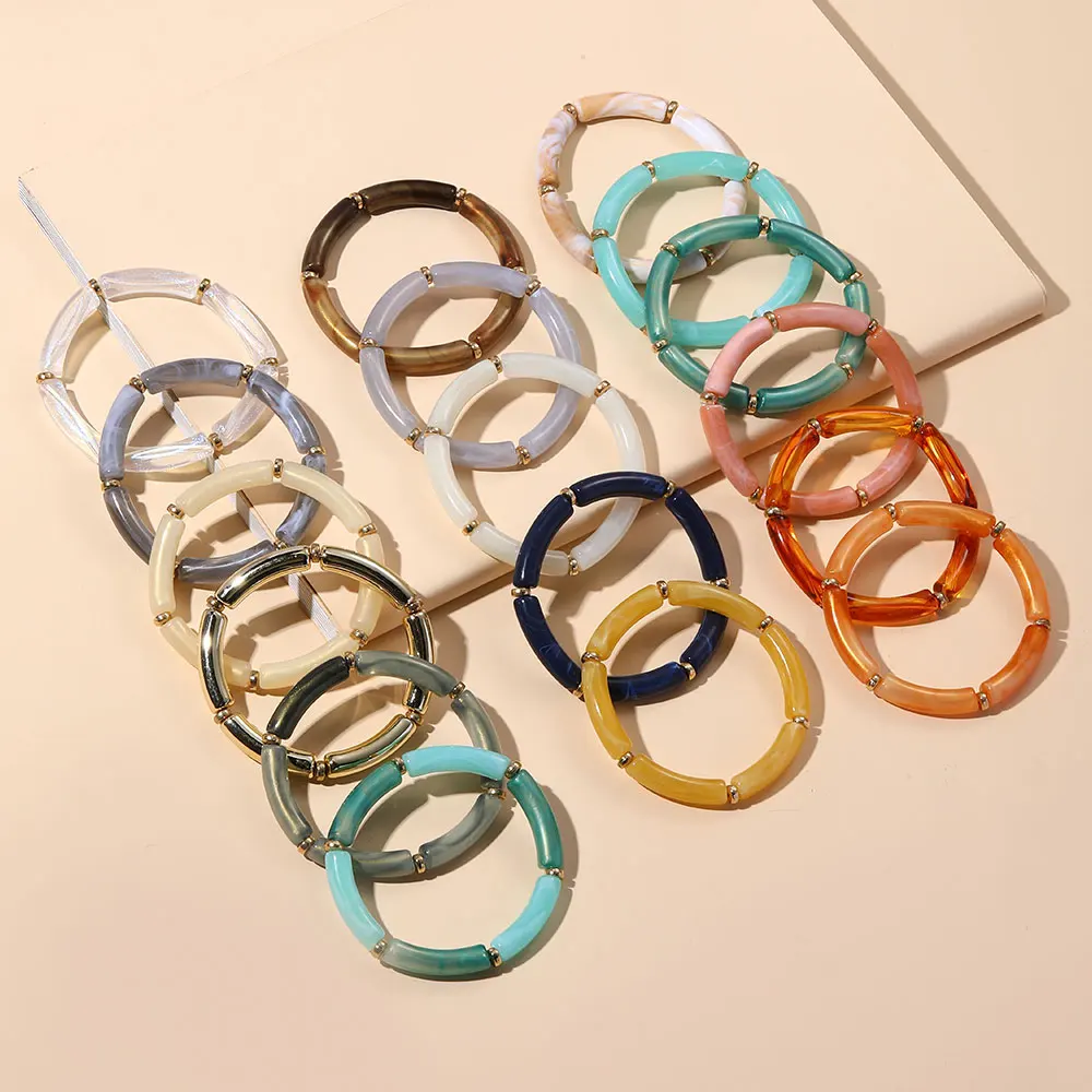 

U.SUN Vintage Bamboo Bracelet for Women 2022 Trendy Fashion Items Resin Acrylic Charm Bangles Bracelets Valentines Girls Gift