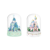creative display stand mini block fairy tale crystal snow princess castle assemble building brick toy collcetion for girls gifts