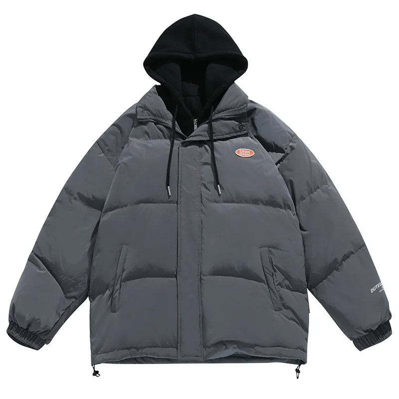 Winter Men's New Parka Fake Two Pcs Thicken Warm Hooded Parka Fashion Simple High Quality Couple's Streetwear Vintage Coat Men