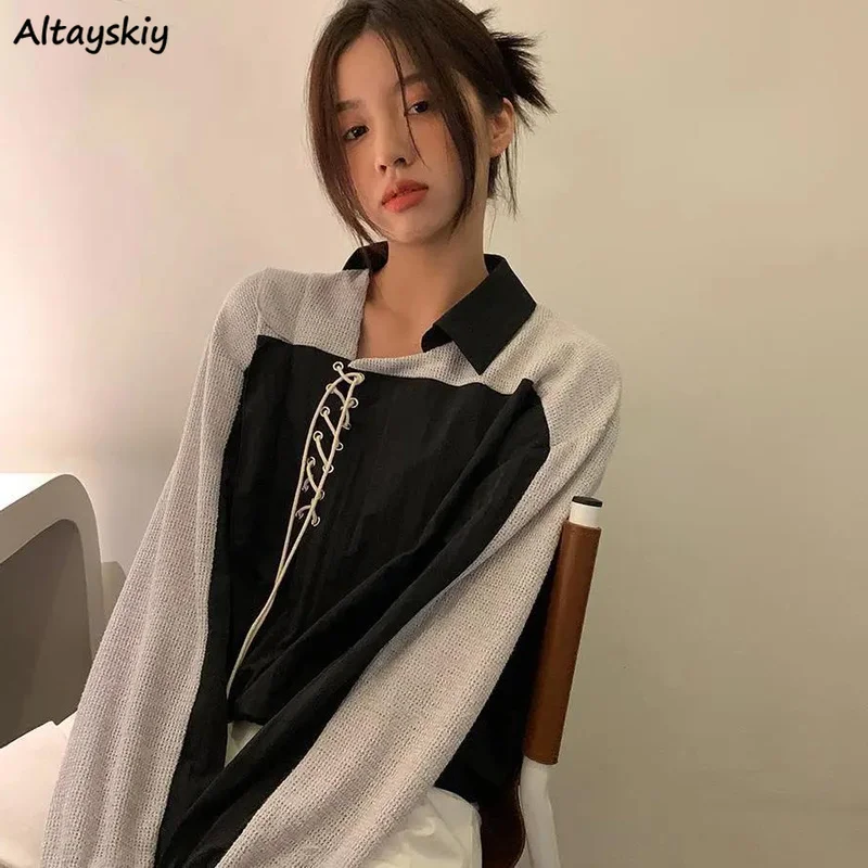 

Женская футболка с длинным рукавом и отложным воротником