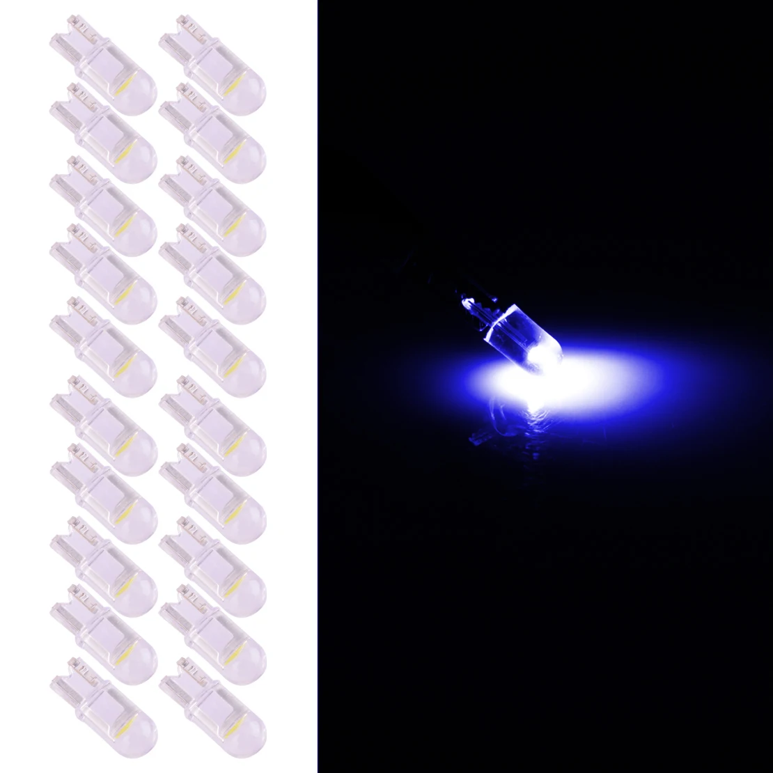 

20Pcs Car Interior T10 LED License Plate Map Trunk Light Bulbs Super Bright Blue 168 2825 194 W5W 147 161 175 184 152 158 159