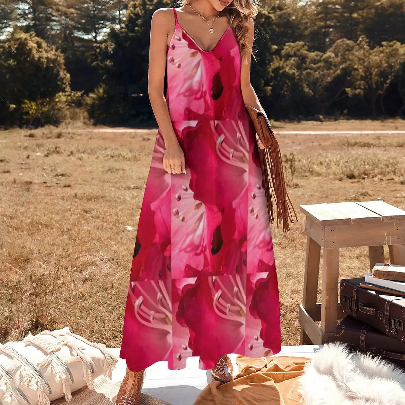 Внутреннее платье без рукавов Rhododendron летнее женское модное вечернее 2025 года