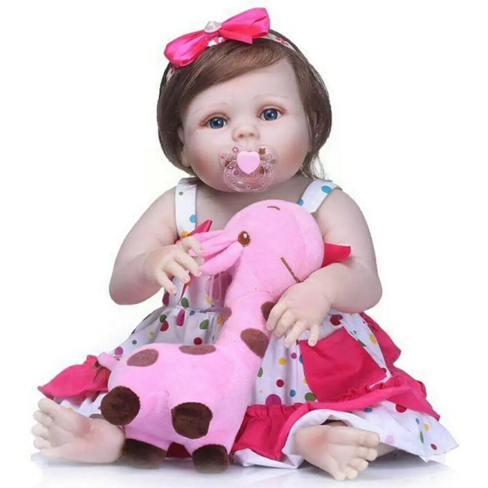 

22 Inch Girl Rebirth Lifelike Soft Real Newbirth Silicone Gift Birthday Vinyl Baby Children Party Girl Full G2z1