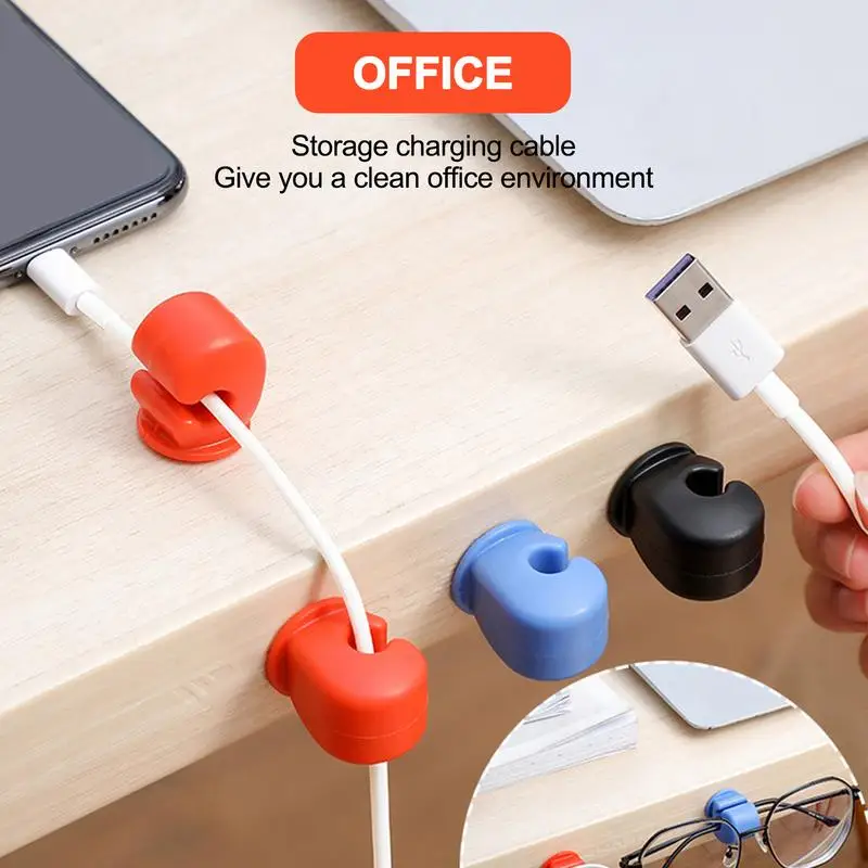 Desk Cord Organizer Long Lasting Cable Clips Desktop Cord Holder & Charging Power Cable Clip Cable Managers For Computer TV